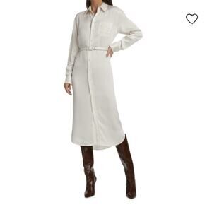 RALPH LAUREN Purple Label Graison Belted Shirt Dress In Antique Cream Size 4